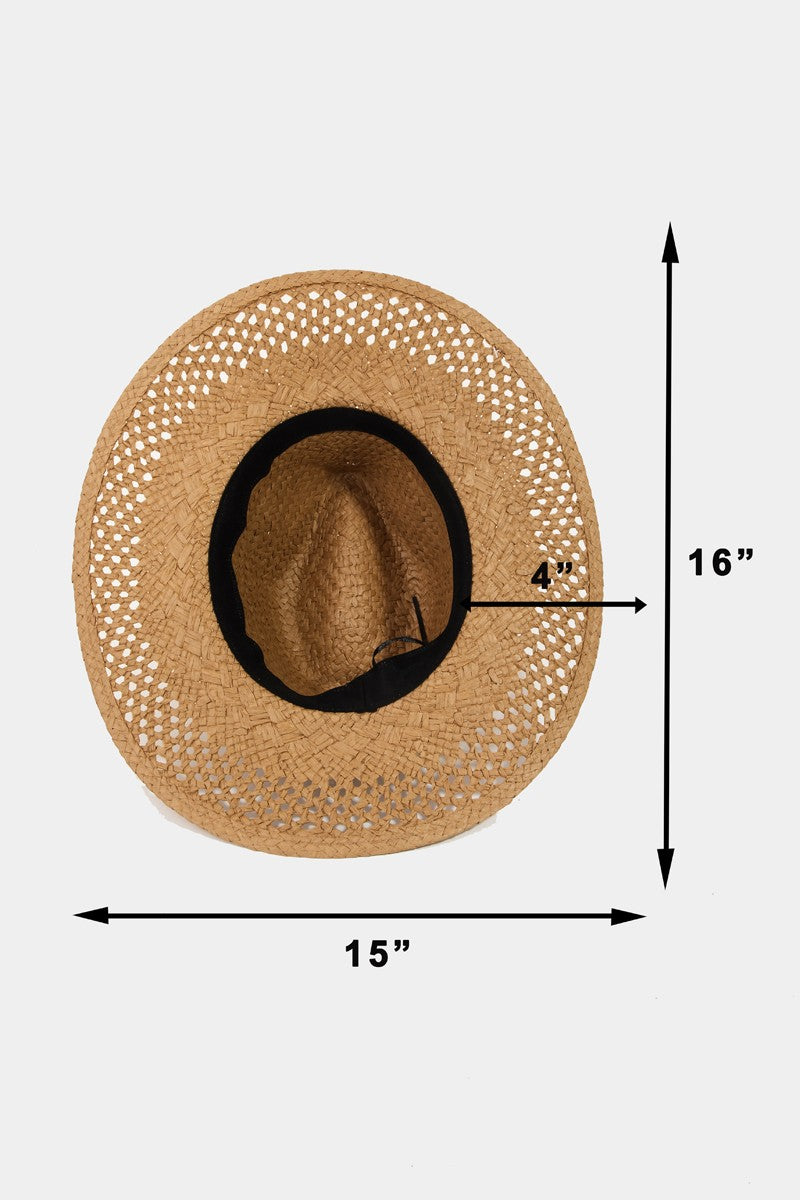 Fame Basket Weave Straw Sun Hat 