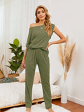 Boat Neck Top and Pants Lounge Set Lingerie & Nightwear