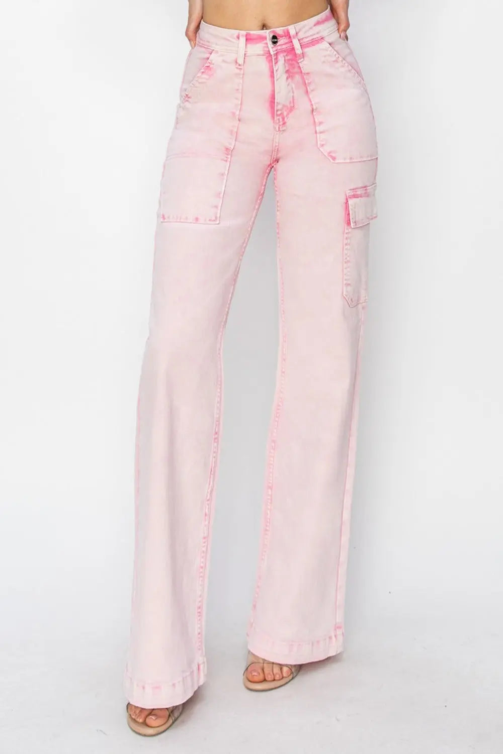 RISEN Full Size High Rise Cargo Pocket Jeans 