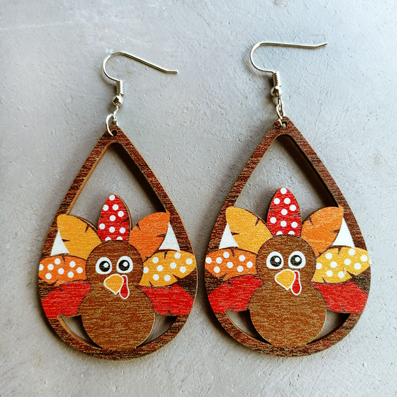 Thanksgiving Turkey Drop Earrings 