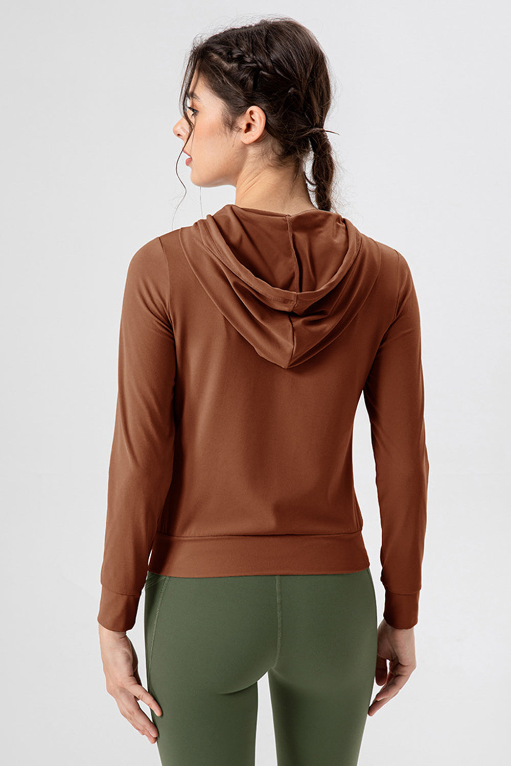 Drawstring Zip Up Hooded Active Outerwear 