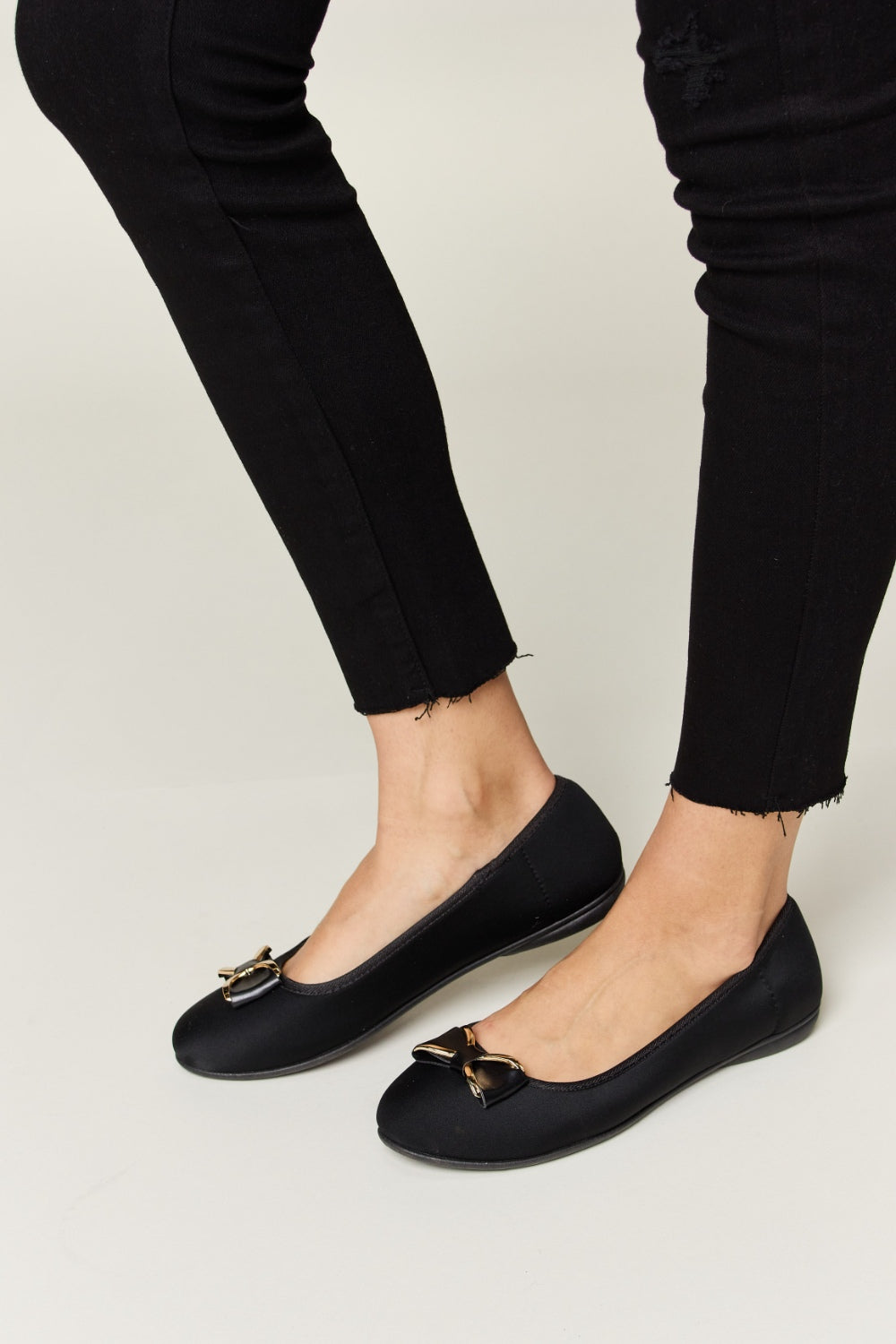 Forever Link Metal Buckle Flat Loafers 