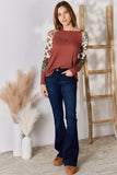 Hailey & Co Full Size Leopard Waffle-Knit Blouse 