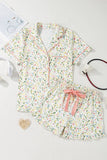 Printed Button Up Short Sleeve Top and Shorts Lounge Set Lingerie & Nightwear