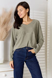 Culture Code  Full Size V-Neck Long Sleeve T-Shirt 