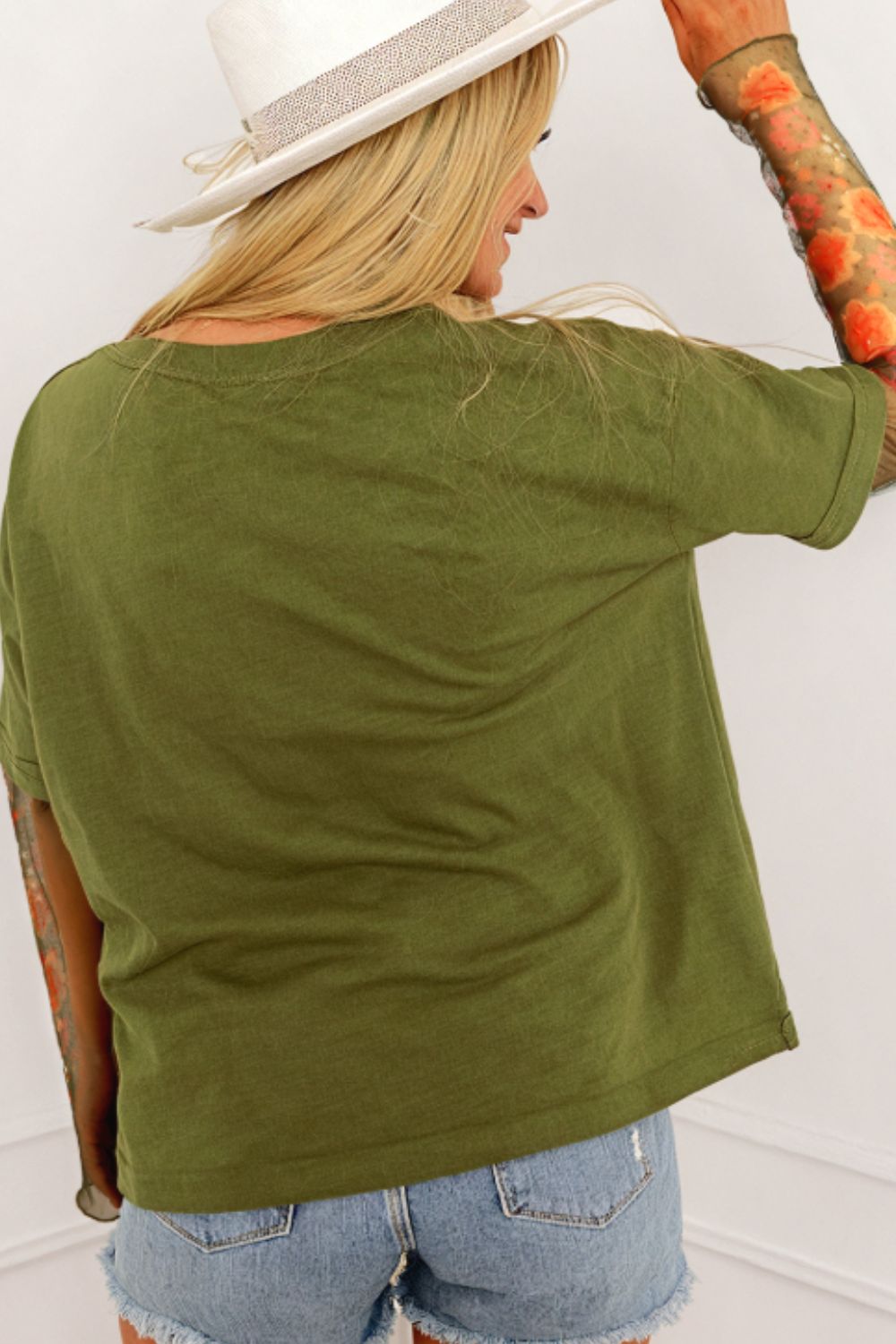 Faux Two Piece Floral Long Sleeve Patchwork Top 