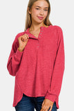 Zenana Full Size Brushed Melange Hacci High-Low Sweater 