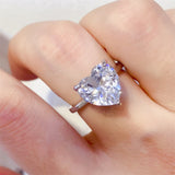 5 Carat 925 Sterling Silver Moissanite Heart Shape Ring 