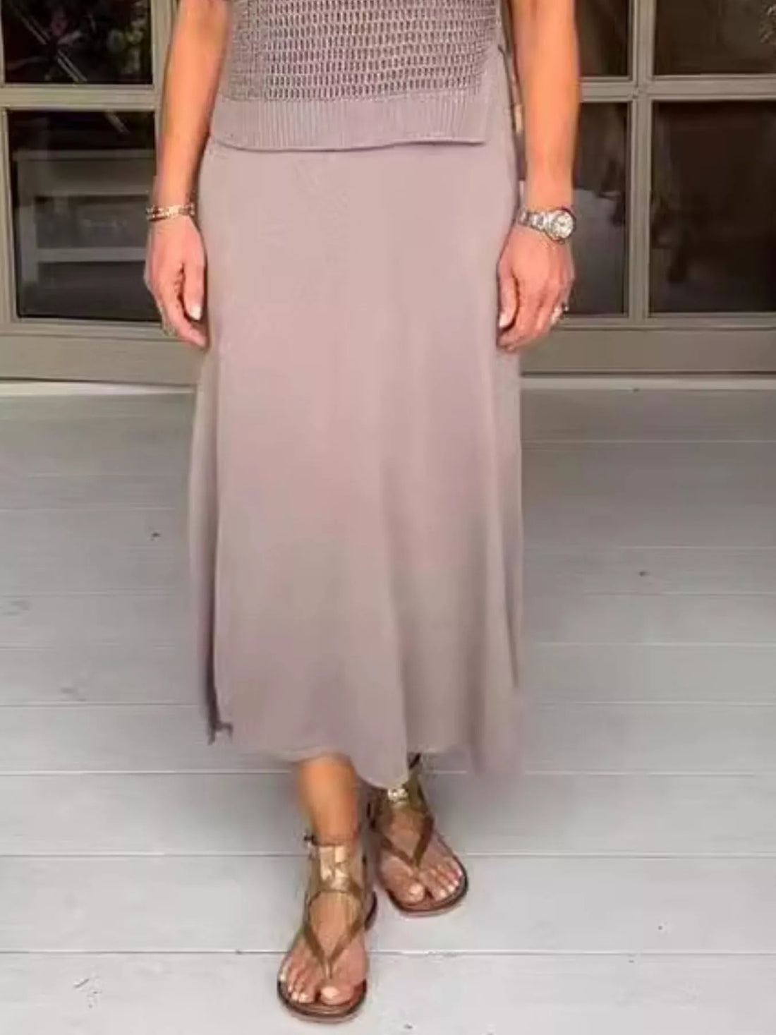 Full Size Openwork Knit Cover Up and Dress Set Plus Size Two Piece Dresses