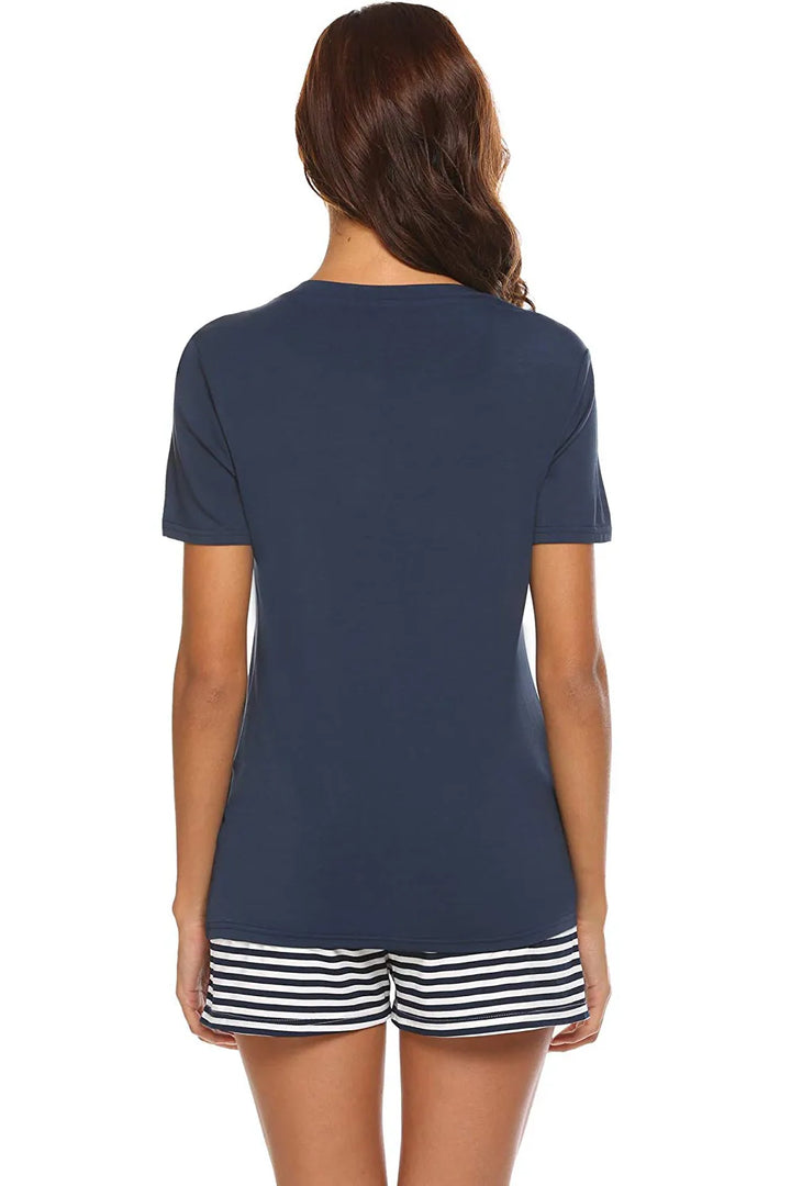 Striped Short Sleeve Top and Shorts Lounge Set Lingerie & Nightwear