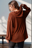 Double Take Full Size Half Button Long Sleeve Hoodie 