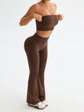 Tube Top and High Waist Flare Pants Active Set 