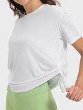 Millennia Drawstring Round Neck Short Sleeve Active T-Shirt 