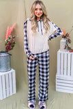And The Why Drawstring Hooded Top and Plaid Pants Lounge Set 