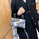 PU Leather Snakeskin Print Crossbody Bag 