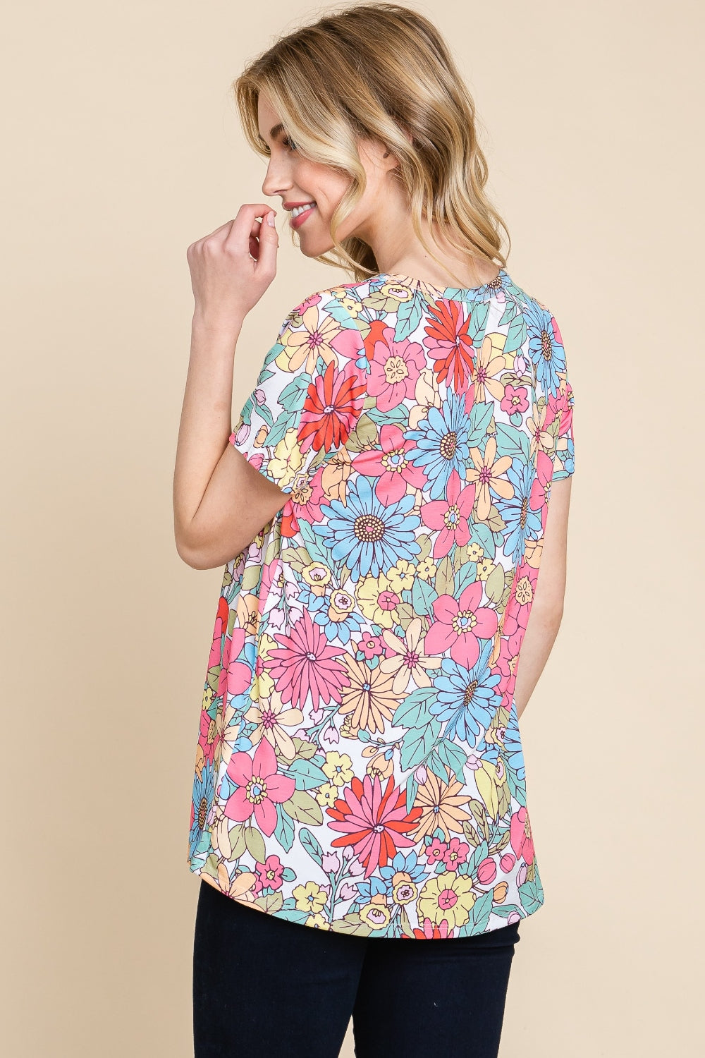 BOMBOM Floral Short Sleeve T-Shirt 