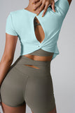 Cutout Round Neck Short Sleeve Active T-Shirt 
