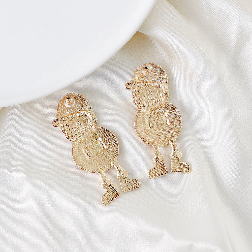 Rhinestone Alloy Santa Earrings 