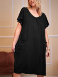 Plus Size Round Neck Short Sleeve Lounge Dress 