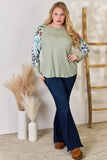 Hailey & Co Full Size Printed Round Neck Blouse 