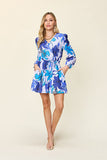 Double Take Full Size Floral Long Sleeve Romper with Pockets 