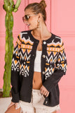BiBi Ethnic Pattern Button Up Knit Cardigan 