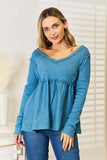 Jade By Jane Full Size Frill Trim Babydoll Blouse 