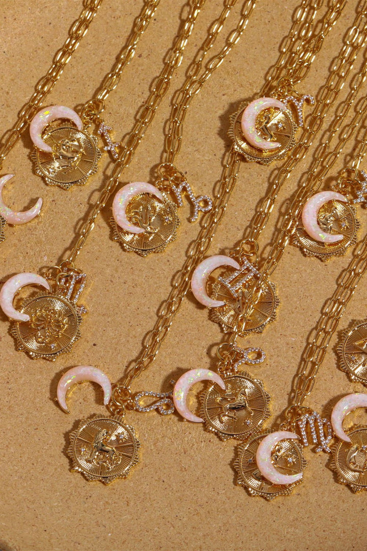 Constellation and Moon Pendant Copper Necklace 