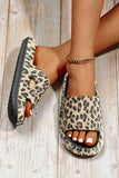 Pink Leopard Print Thick Sole Slip On Slippers Shoes & Bags/Slippers