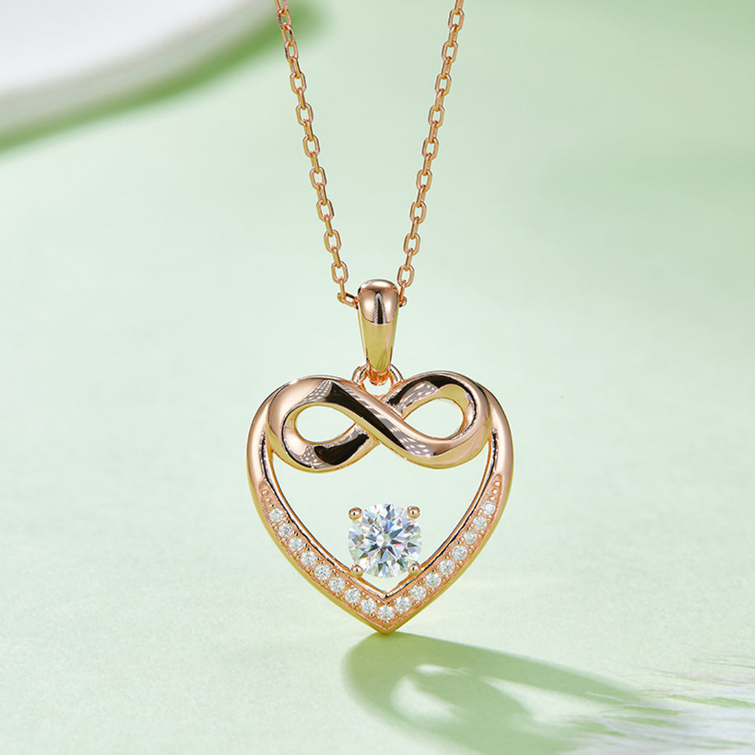 Moissanite 925 Sterling Silver Heart Necklace 