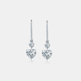 5.44 Carat 925 Sterling Silver Moissanite Heart Drop Earrings 