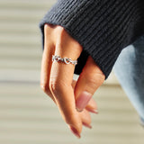 Knotted Hearts 925 Sterling Silver Open Ring 