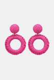 Round Shape Raffia Grass Dangle Earrings 