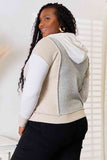 Double Take Color Block Exposed Seam Drawstring Hoodie 