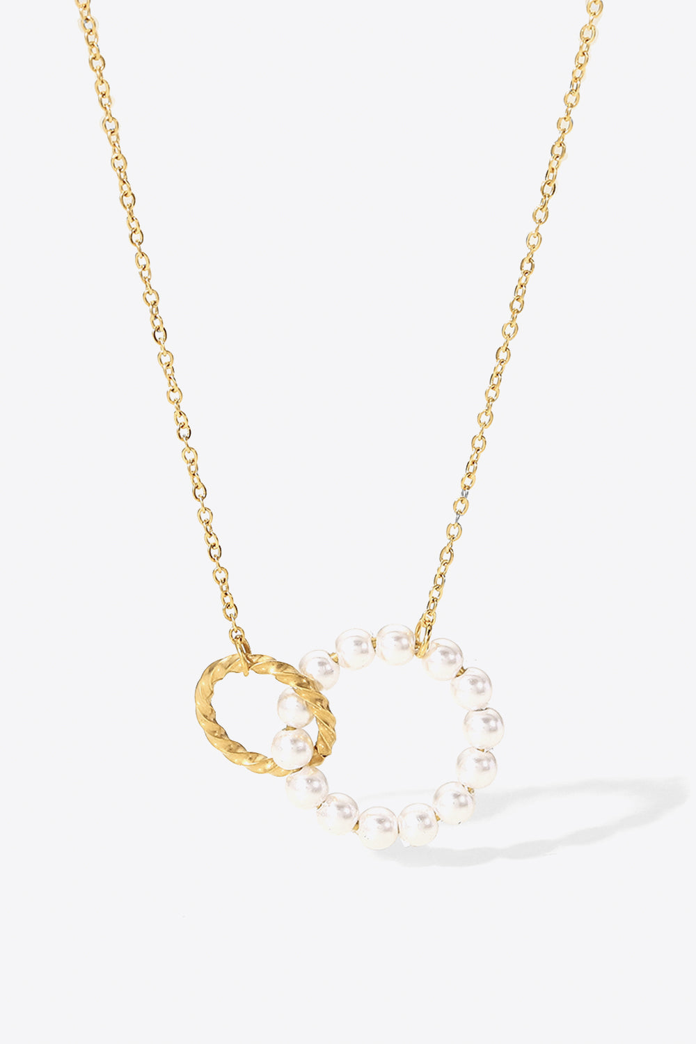 Pearl Hoop Link Pendant Necklace 