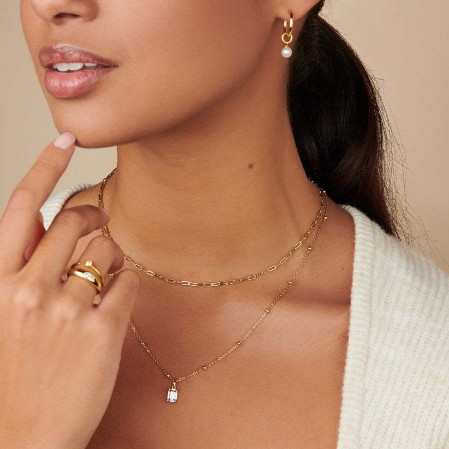 Titanium Steel Inlaid Zircon Pendant Necklace 