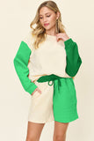 Double Take Full Size Contrast Drop Shoulder Top and Shorts Set 