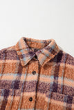 Plus Size Plaid Collared Neck Long Sleeve Jacket 