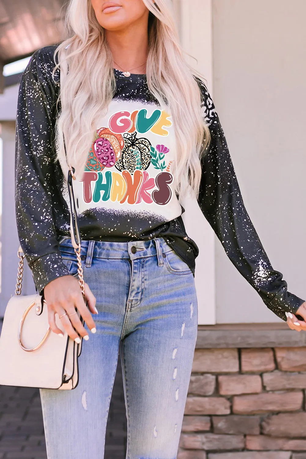 Pumpkin Graphic Round Neck Long Sleeve T-Shirt 