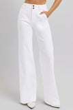 RISEN Full Size Tummy Control Double Button Wide Leg Jeans 