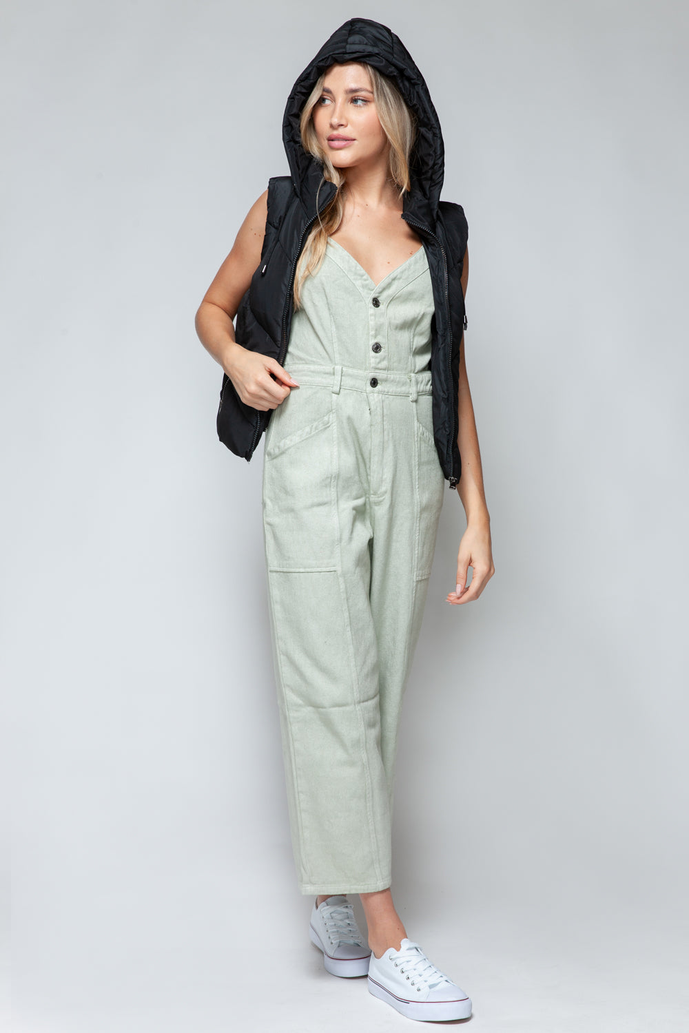 Snobbish Zip Up Quilted Hooded Vest 