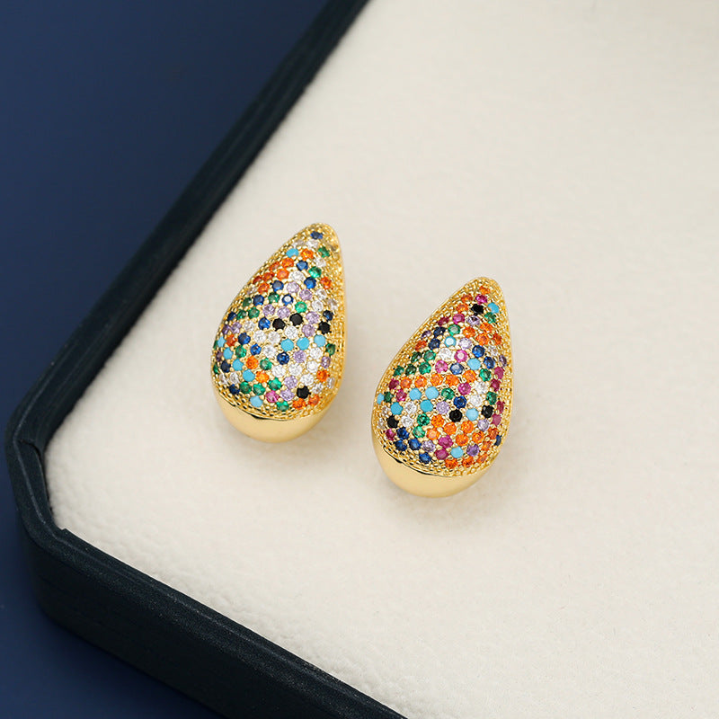 18K Gold-Plated Zircon Teardrop Earring 