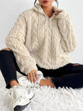Fuzzy Quarter Zip Long Sleeve Sweatshirt 
