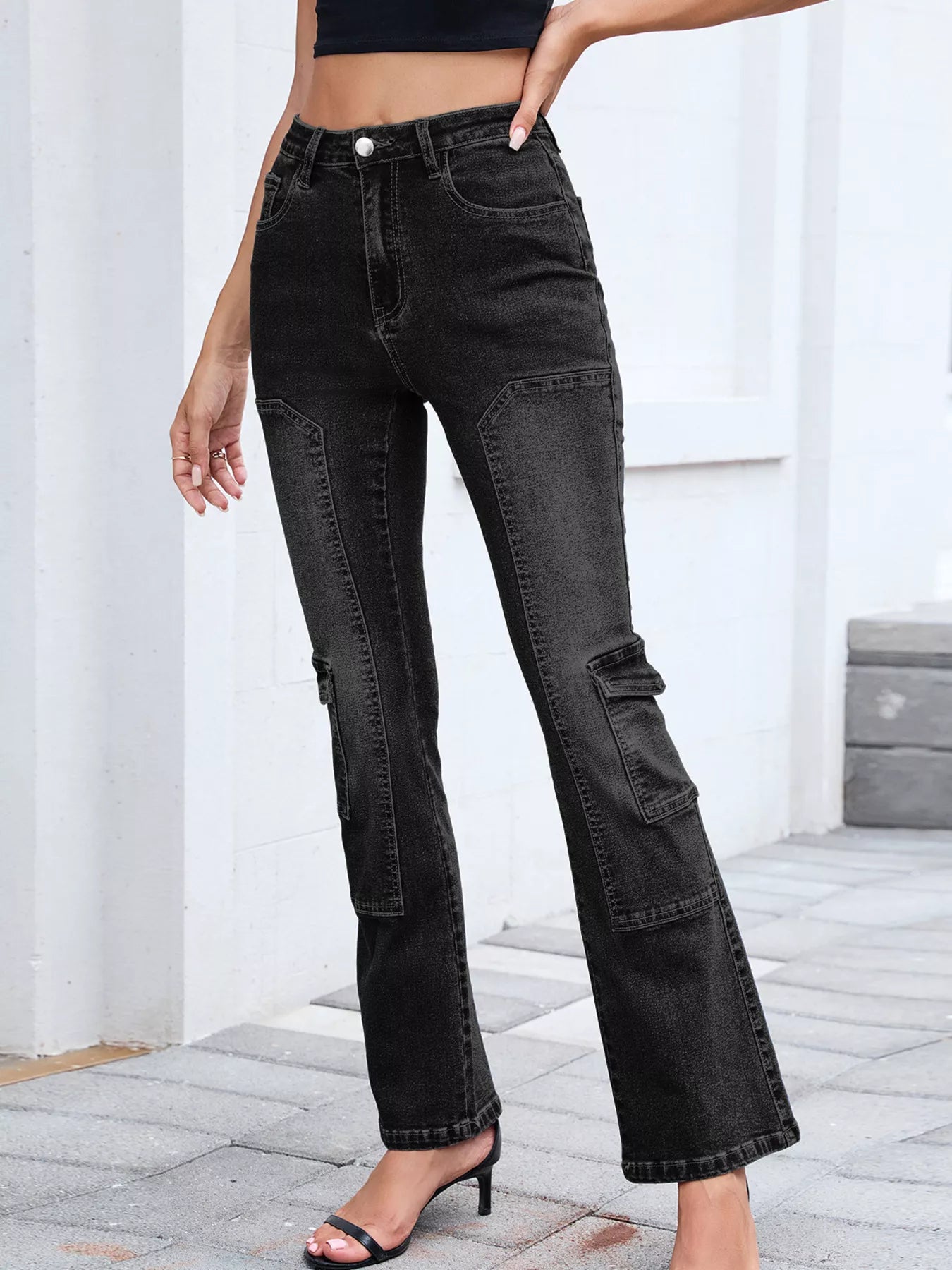 High-Waisted Bootcut Jeans 