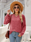 Heathered V-Neck Long Sleeve T-Shirt 