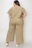 Double Take Full Size Texture Short Sleeve Top and Pants Set 