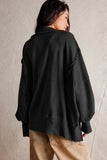 Exposed Seam Side Slit Long Sleeve Sweatshirt 