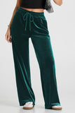 Drawstring Elastic Waist Straight Leg Pants 