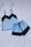Lace Detail Spaghetti Strap Top and Shorts Lounge Set Lingerie & Nightwear