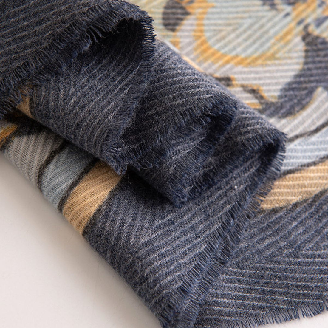 Printed Raw Hem Polyester Scarf 